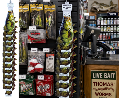 Smallmouth Bass Design 2 8" Two-Sided Fish Stickers – 10 Pack product image