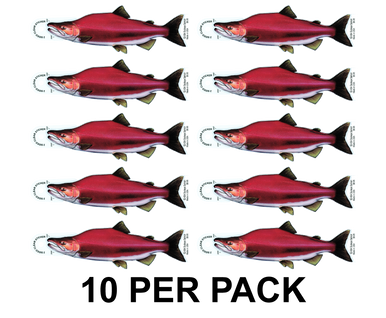 Sockeye Salmon 8" Two-Sided Fish Stickers – 10 Pack product image