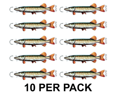 Muskie 8" Two-Sided Fish Stickers – 10 Pack product image