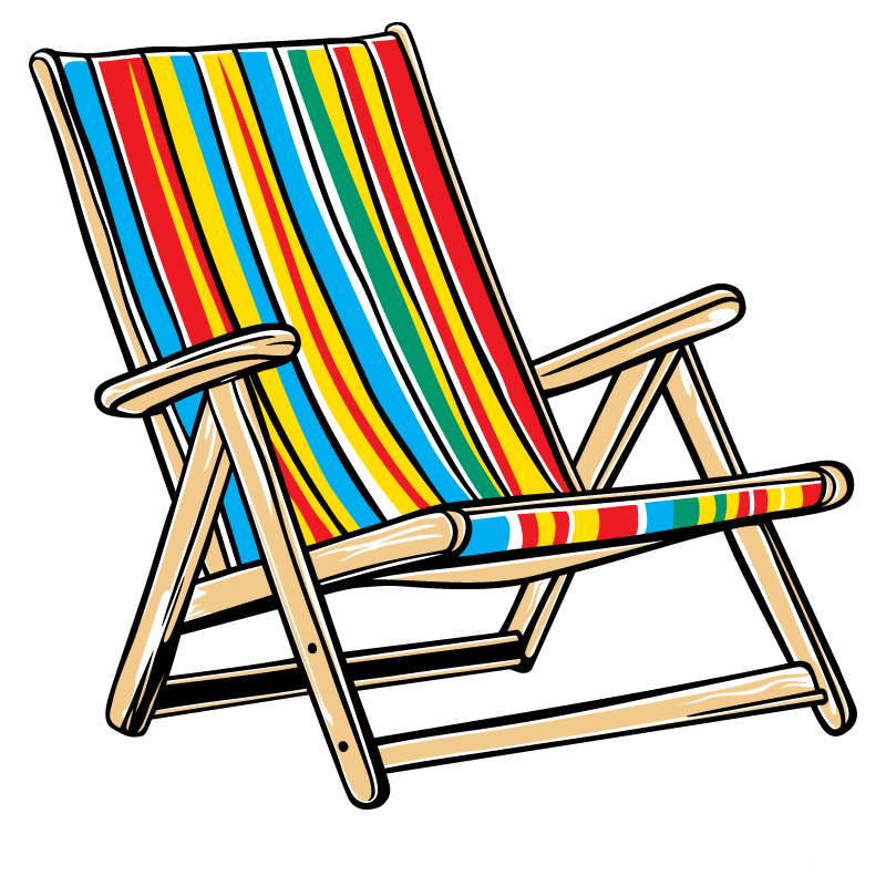Beach Chair Clear Sticker - 10 Pack
