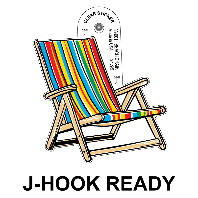Beach Chair Clear Sticker - 10 Pack