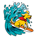 Surfing Dog Clear Sticker - 10 Pack