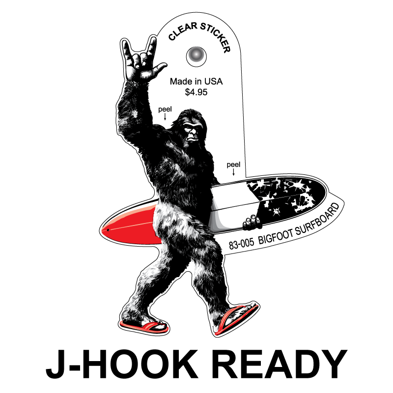 Bigfoot Surfboard Clear Sticker - 10 Pack