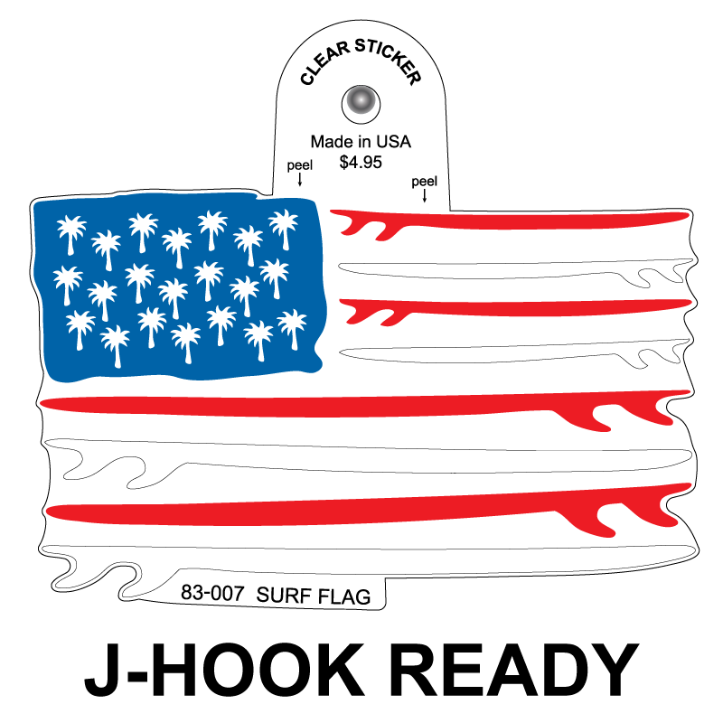 Surf Flag Clear Sticker - 10 Pack