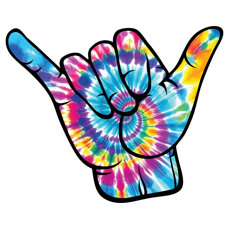 Tie Dye Shaka Clear Sticker - 10 Pack