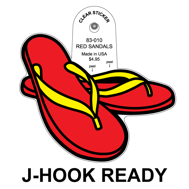 Red Sandals Clear Sticker - 10 Pack