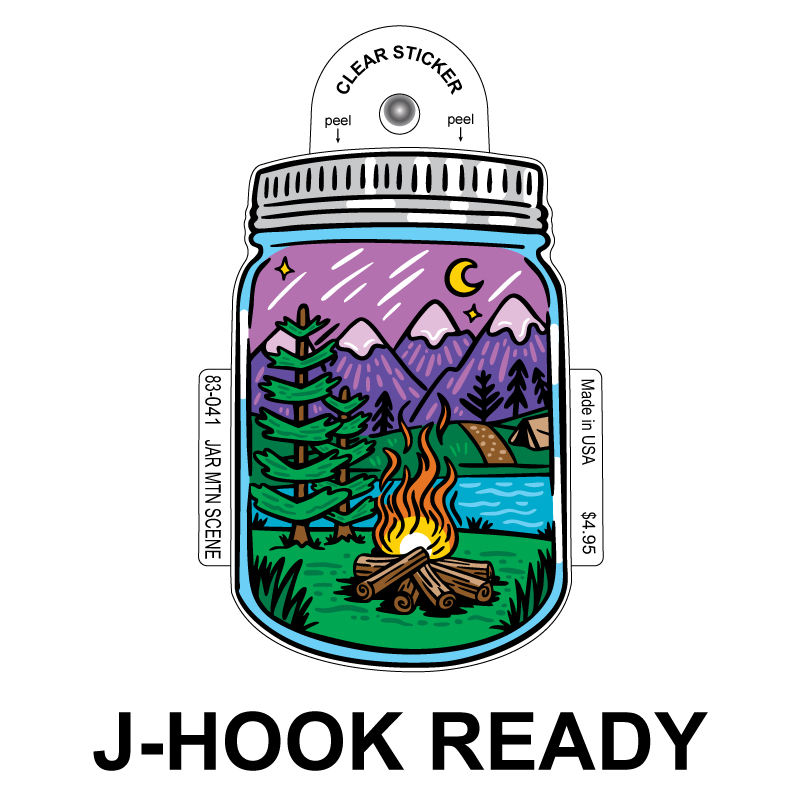 Jar Mountain Scene Clear Sticker - 10 Pack