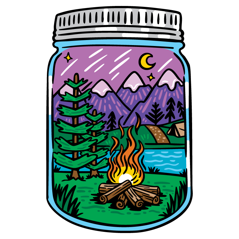 Jar Mountain Scene Clear Sticker - 10 Pack