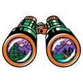 Mountain Binoculars Clear Sticker - 10 Pack