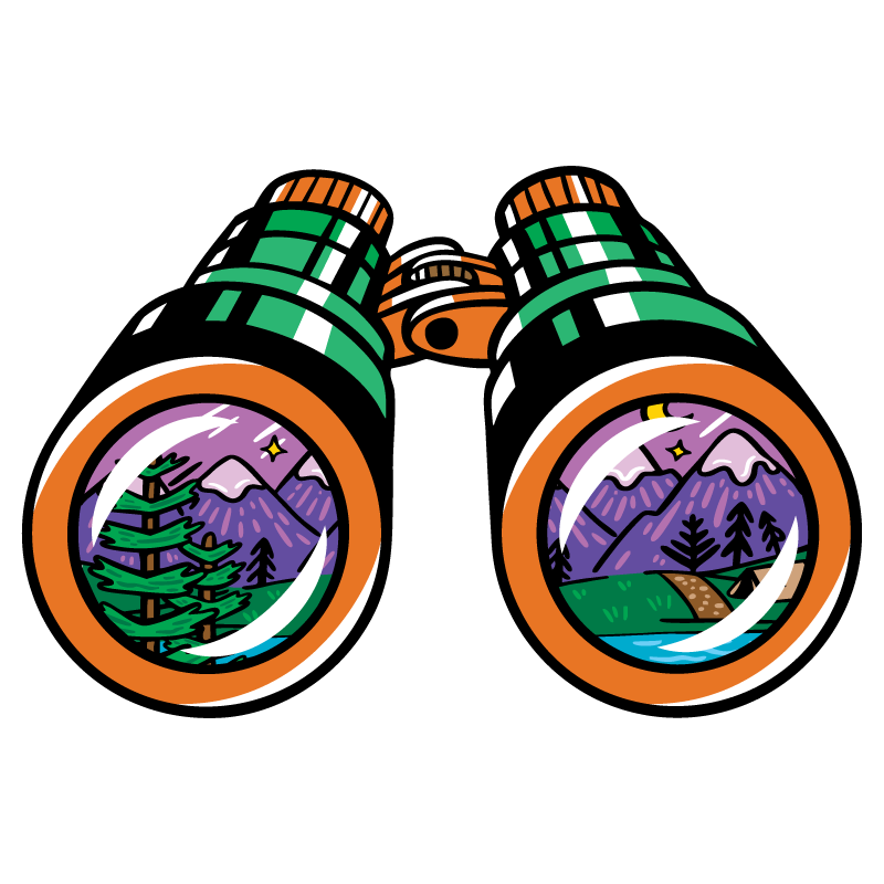 Mountain Binoculars Clear Sticker - 10 Pack