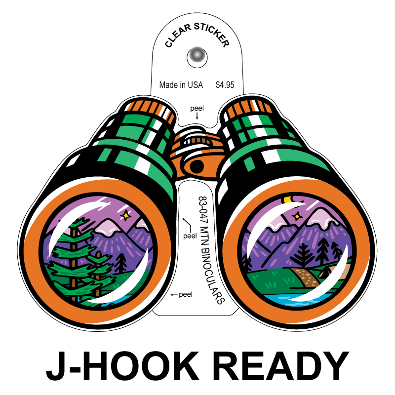 Mountain Binoculars Clear Sticker - 10 Pack