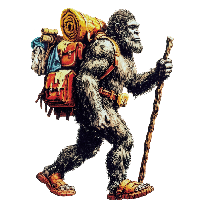 Bigfoot Hiker Clear Sticker - 10 Pack