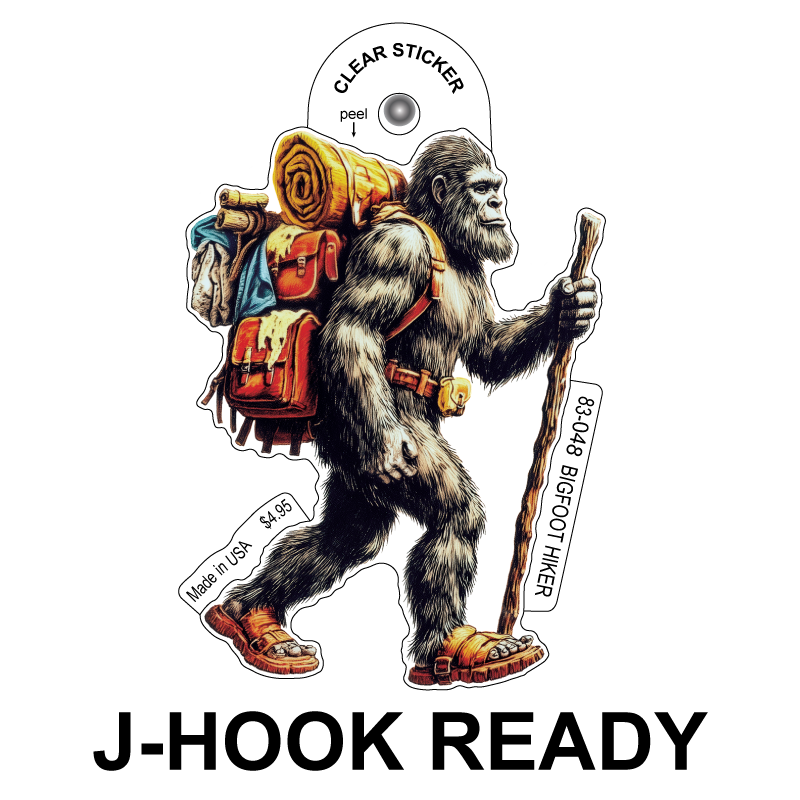 Bigfoot Hiker Clear Sticker - 10 Pack
