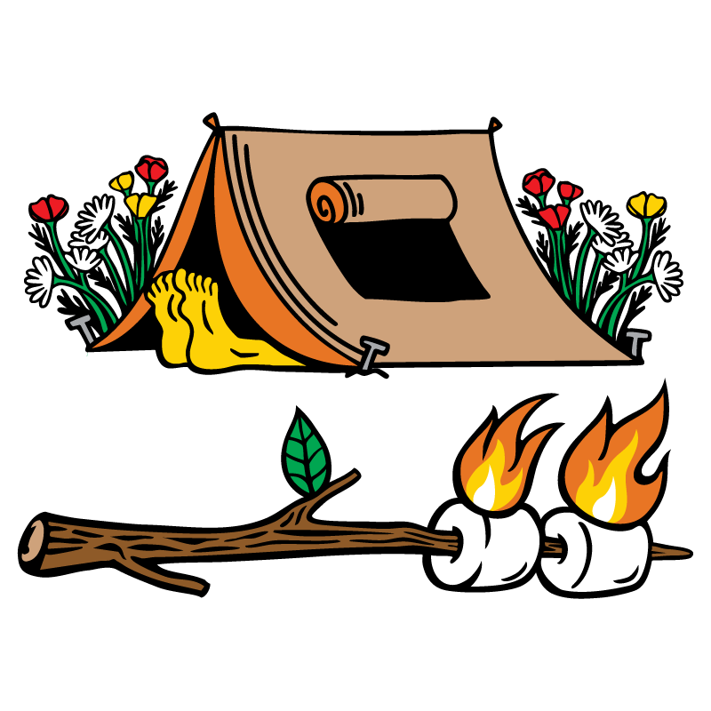Tent & Marshmallows Clear Sticker - 10 Pack