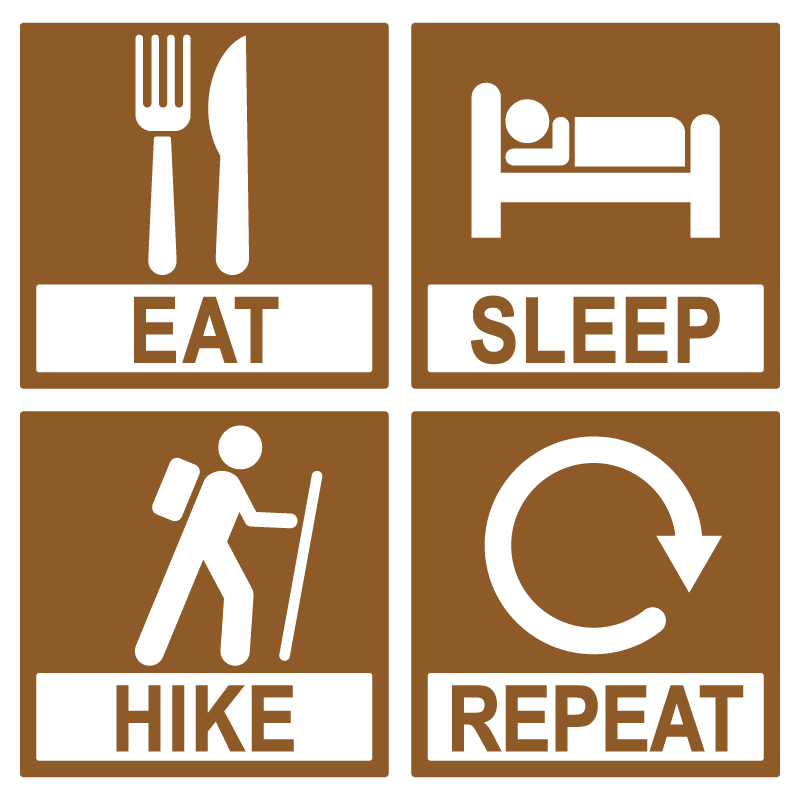 Eat Sleep Hike Repeat Clear Sticker - 10 Pack