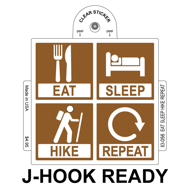 Eat Sleep Hike Repeat Clear Sticker - 10 Pack