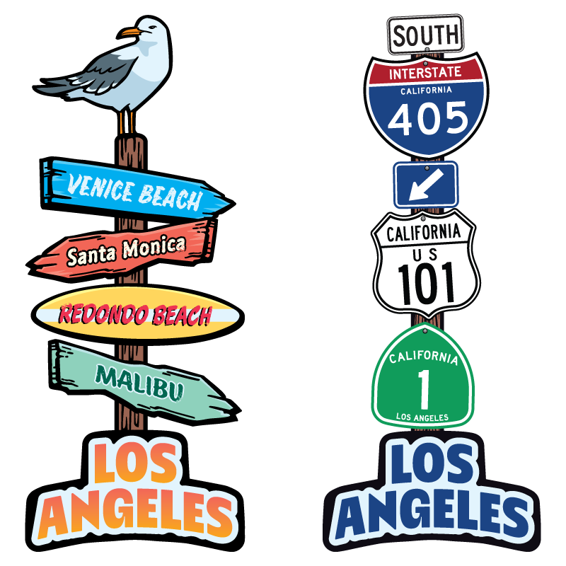 LA Beach Signs Clear Sticker - 10 Pack