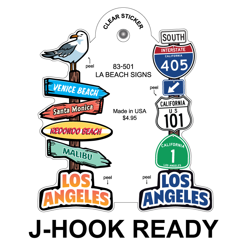 LA Beach Signs Clear Sticker - 10 Pack