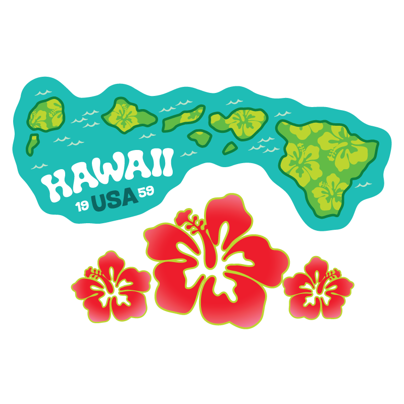 Islands & Hibiscus Clear Sticker - 10 Pack