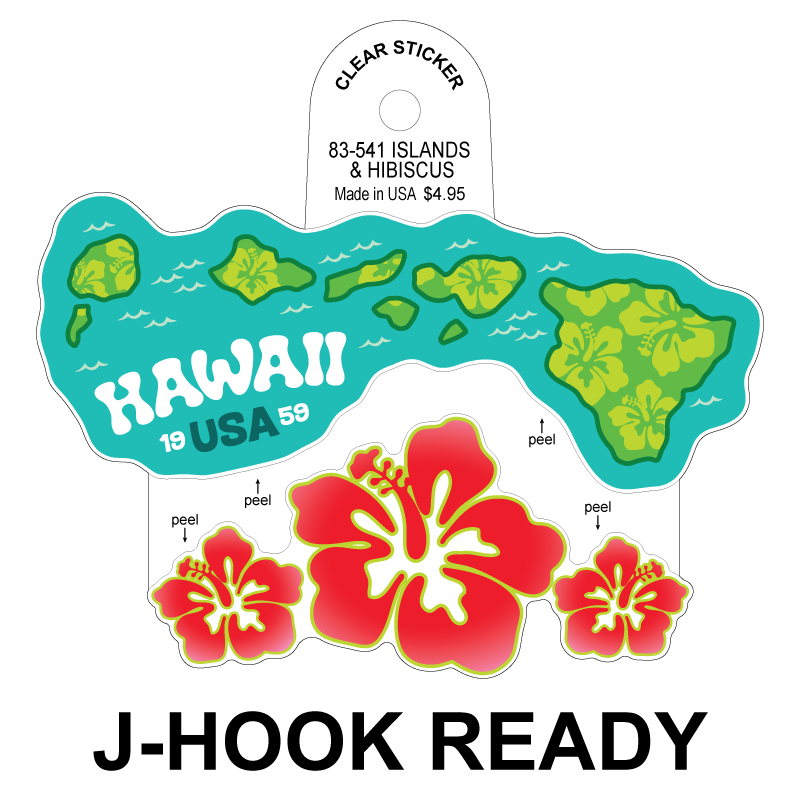 Islands & Hibiscus Clear Sticker - 10 Pack