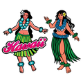 Hula Girl & Hawaii Girl Clear Sticker - 10 Pack