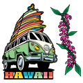 Surf Van & Lei Clear Sticker - 10 Pack