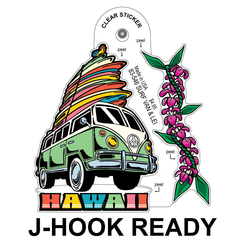 Surf Van & Lei Clear Sticker - 10 Pack