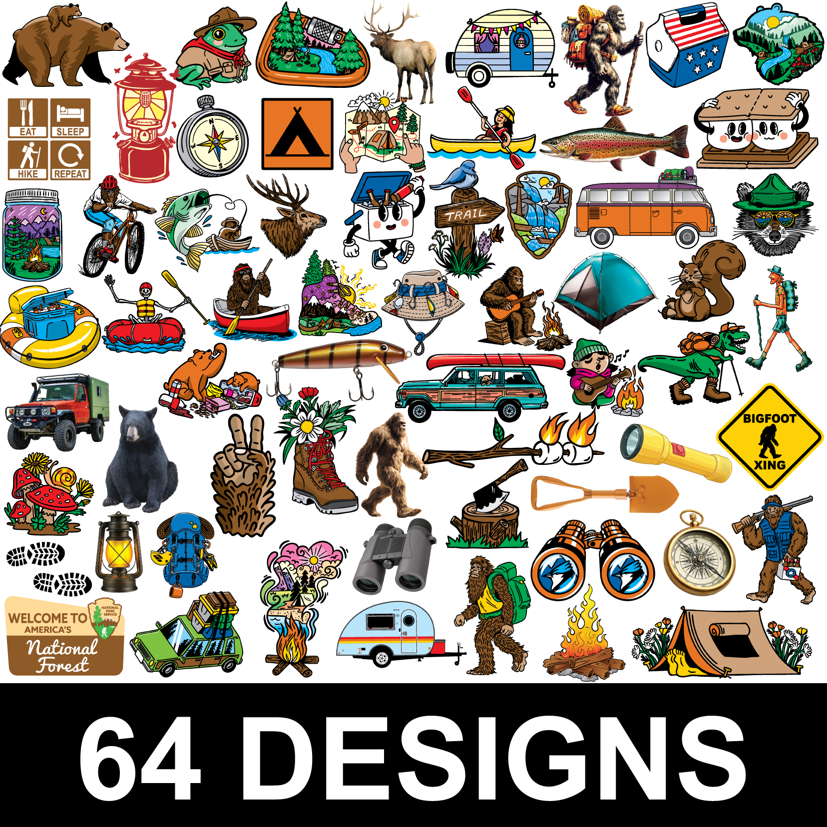 Camping Sticker Display