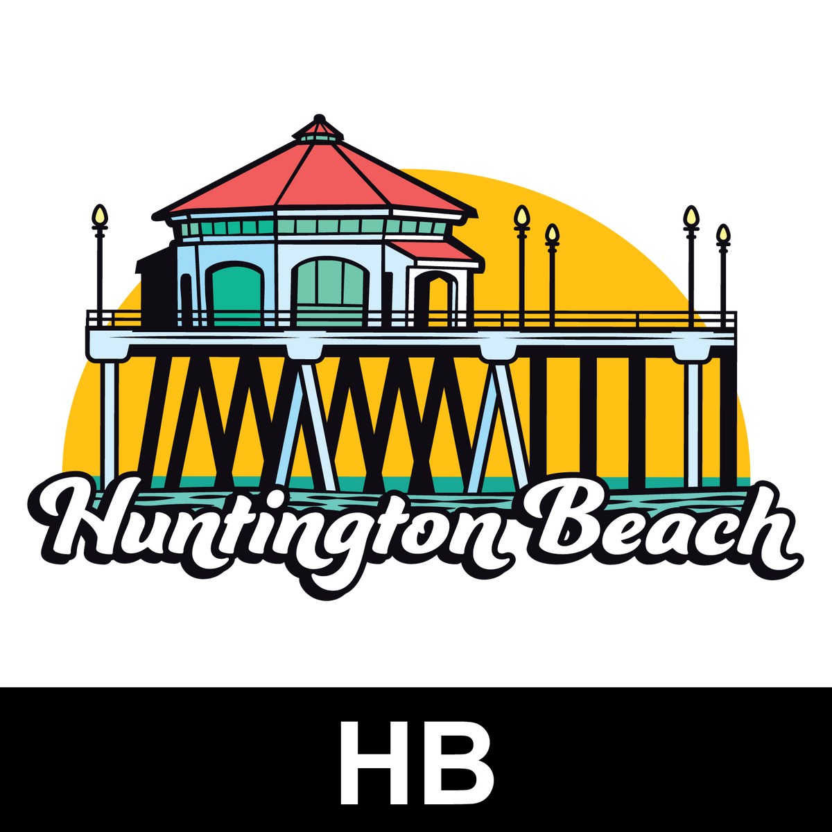 Huntington Beach wholesale souvenir sticker display - USA Stickers
